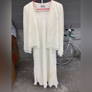 Ultra Dress White Sheer with attached jacket unknown size